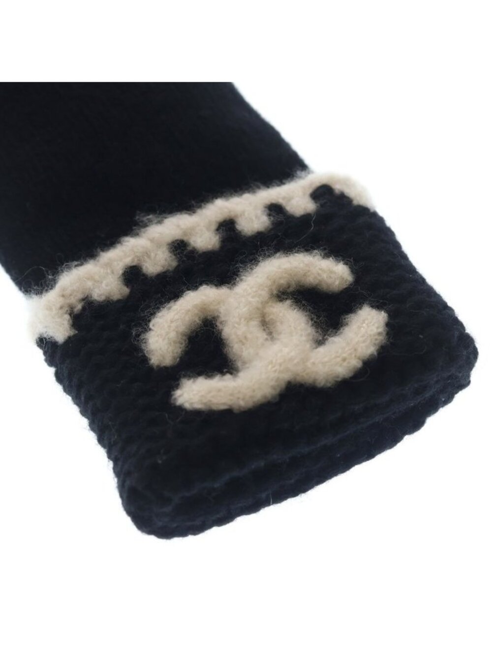 Chanel CC Logo Cashmere Knit Gloves Black - Picture 5 of 6